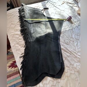 Black Fringe Leather Chaps